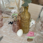 Bouteille en verre ciselé jaune