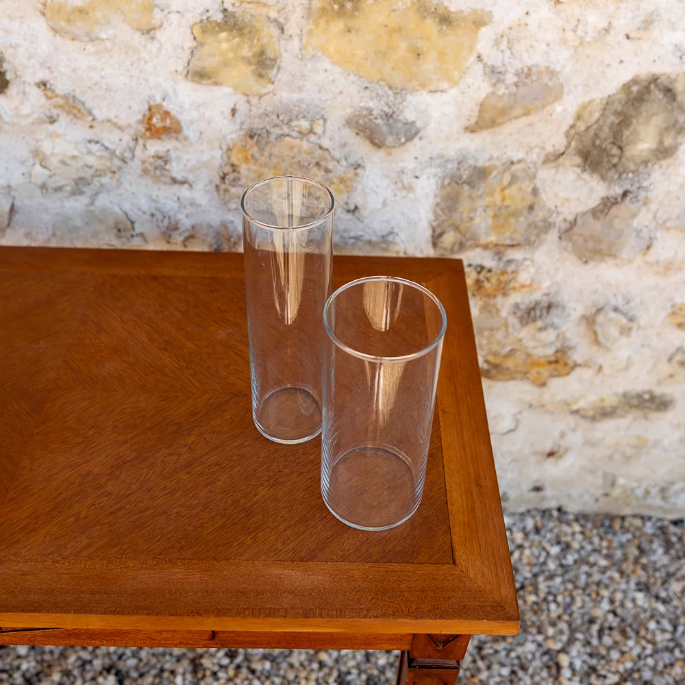 Duo de vases en verre cylindriques