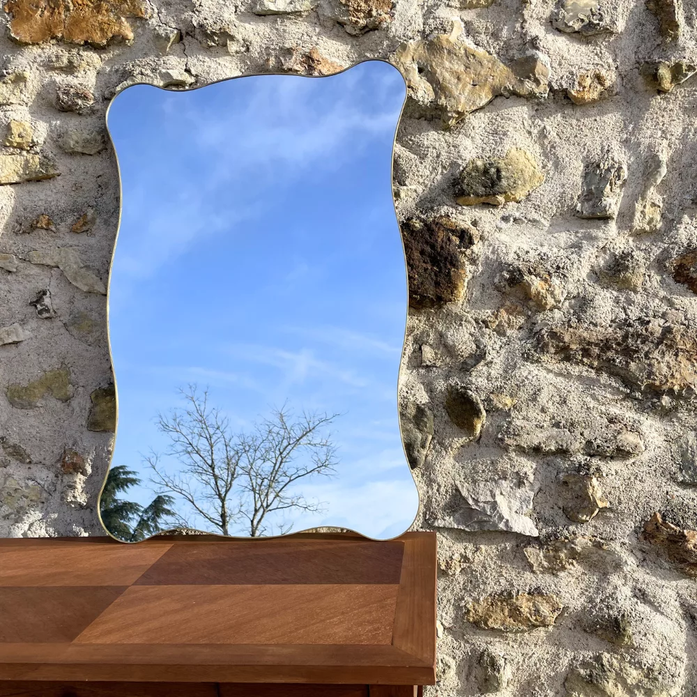 Miroir ondulé bords or Miroir ondulé bords or