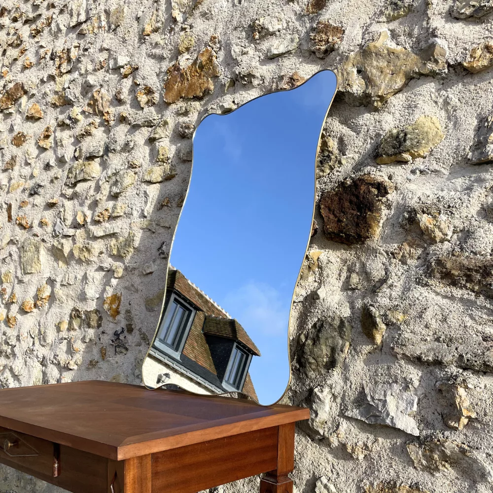 Miroir ondulé bords or