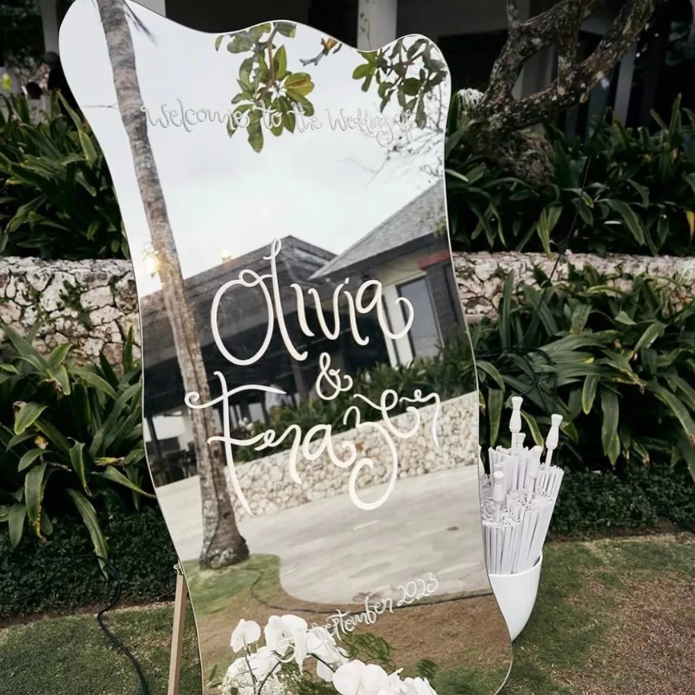 Miroir ondulé bords or