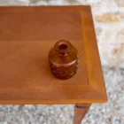 Soliflore cylindrique bas ambré motifs ronds