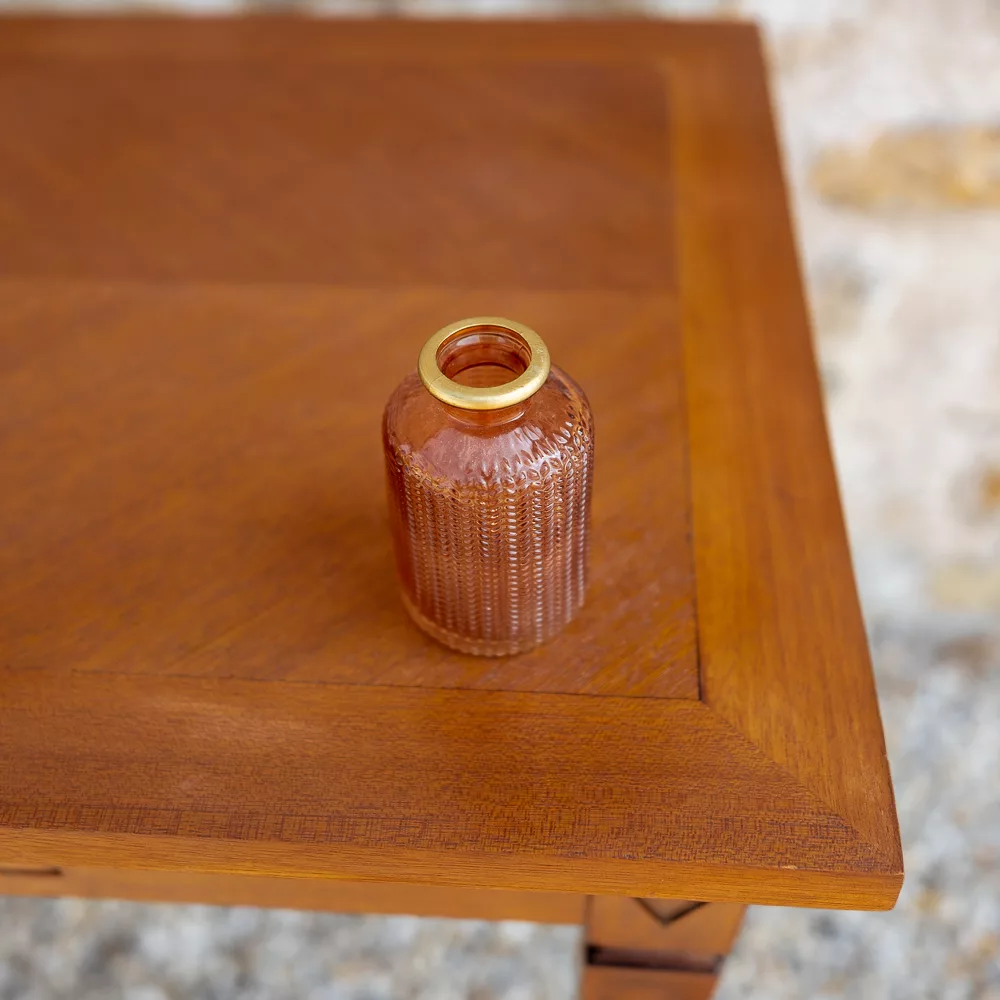 Soliflore cylindrique col or et petits traits vieux rose