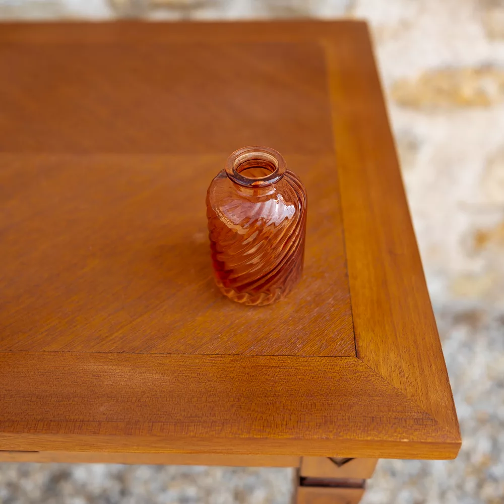 Soliflore en verre rose ondulations