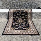 Tapis rectangulaire noir, kaki et beige