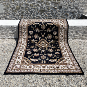 Tapis rectangulaire noir, kaki et beige