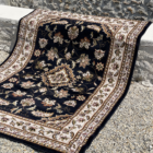 Tapis rectangulaire noir, kaki et beige