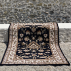 Tapis rectangulaire noir, kaki et beige