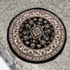 Tapis rond noir, kaki, beige