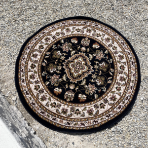 Tapis rond noir, kaki, beige