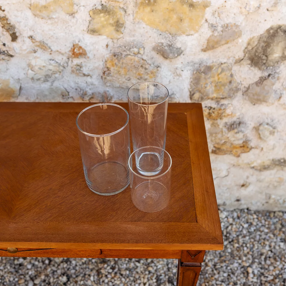 Trio de vases en verre cylindriques