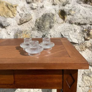 Bougeoir-Photophore en verre transparent strié