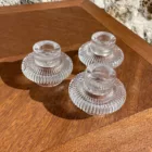 Bougeoir-Photophore en verre transparent strié