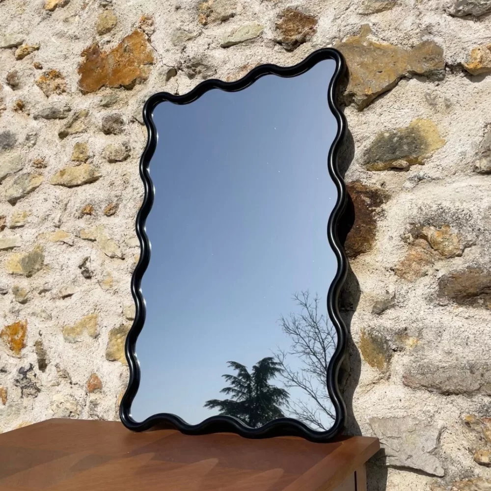 Miroir ondulé noir-1 Miroir ondulé noir
