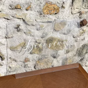 Panneau plexi transparent bienvenue