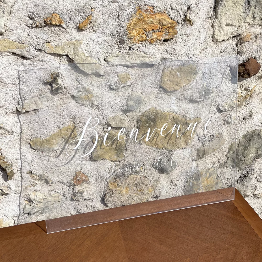 Panneau plexi transparent bienvenue Panneau plexi transparent bienvenue