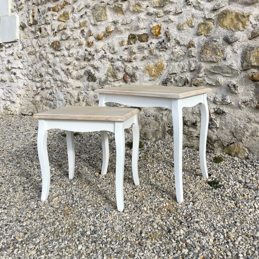 Tables gigognes bois et blanc