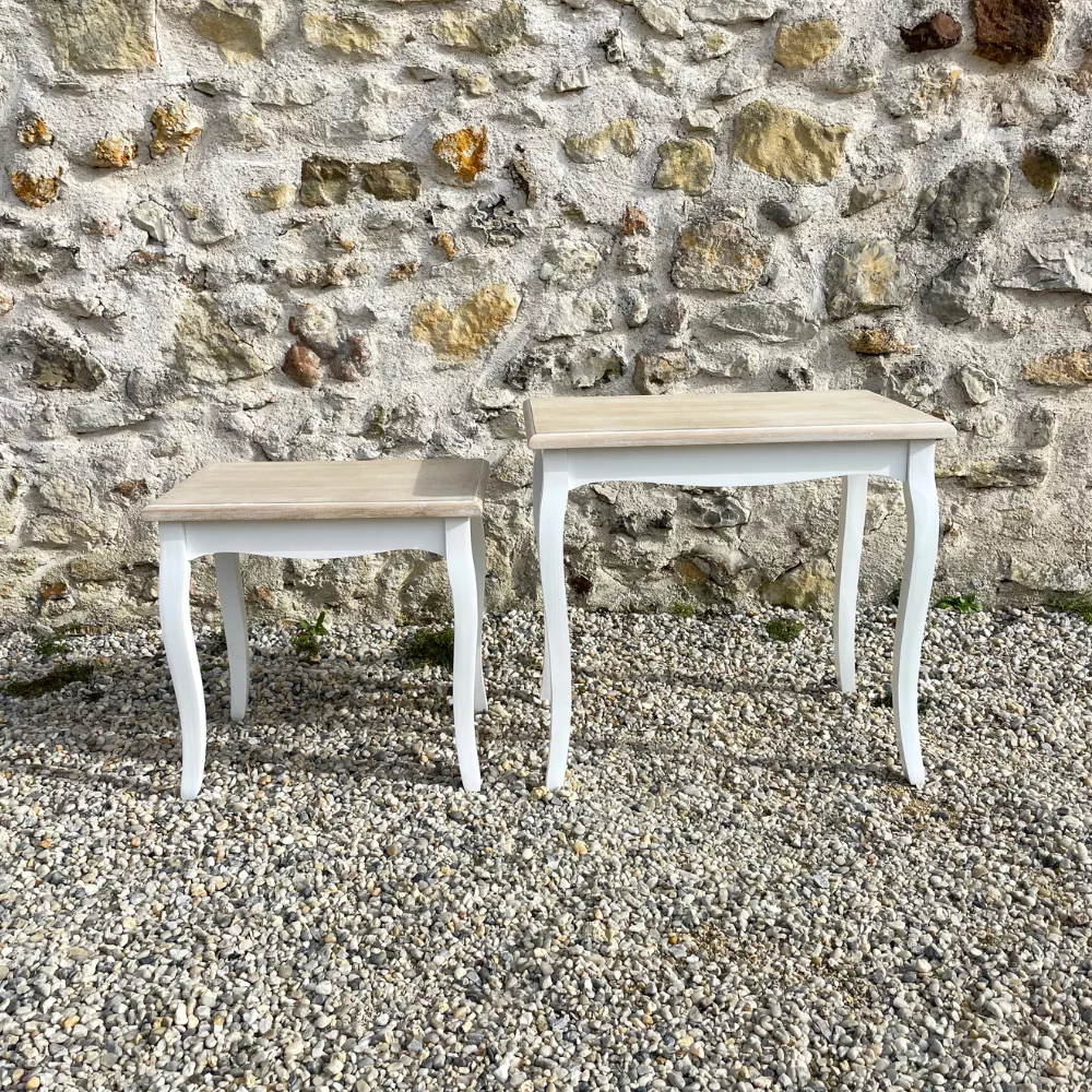Tables gigognes bois et blanc