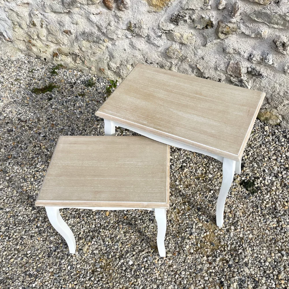 Tables gigognes bois et blanc