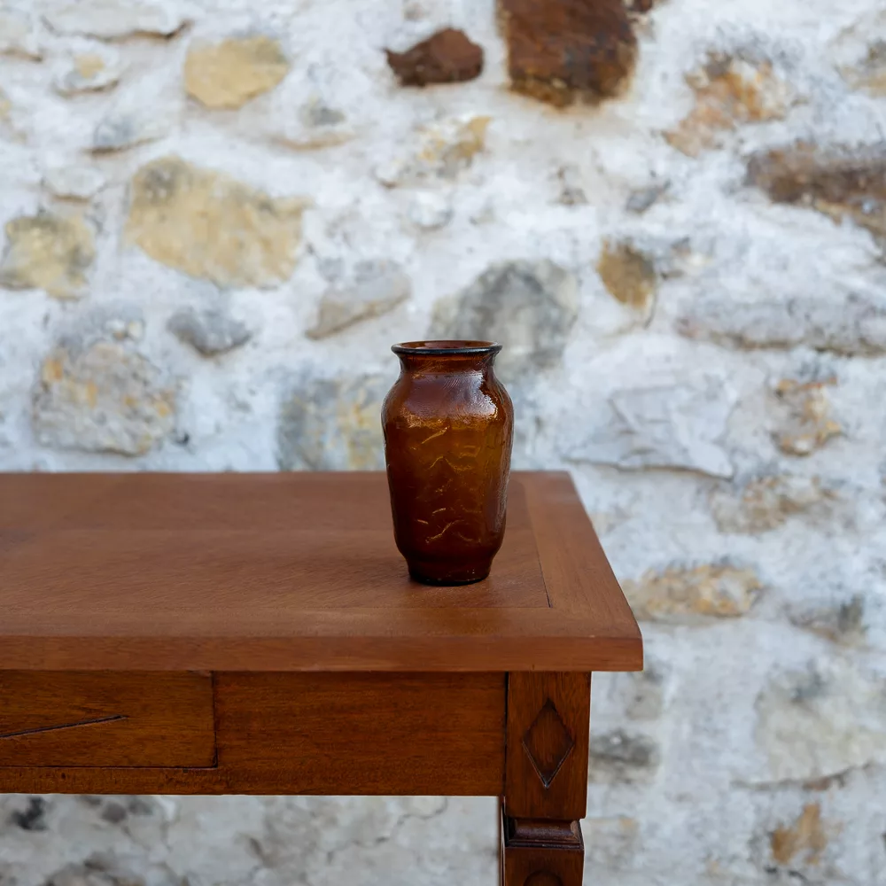 Vase vintage ambré taloché Vase vintage ambré taloché