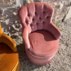 Duo fauteuils crapaud rose et bronze identique