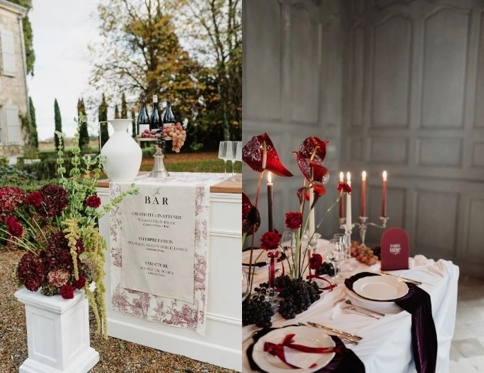 couleur bordeaux dans un mariage