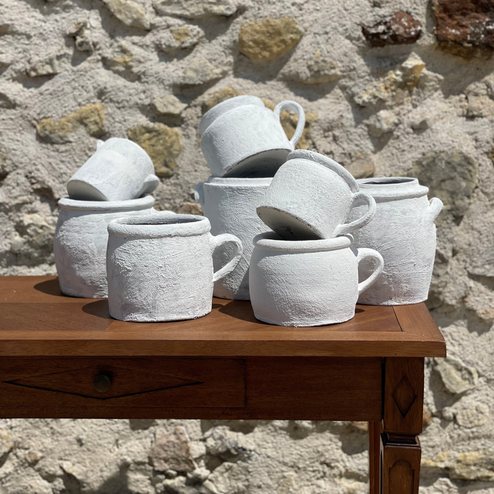 Lot pots grès blancs