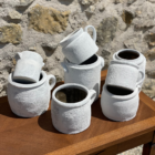 Lot pots grès blancs