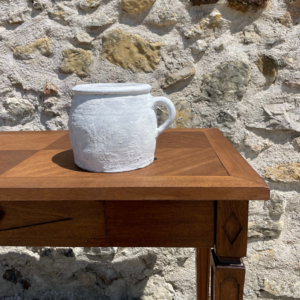 Pot grès blanc cylindrique bas moyen