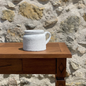 Pot grès blanc cylindrique petit-moyen