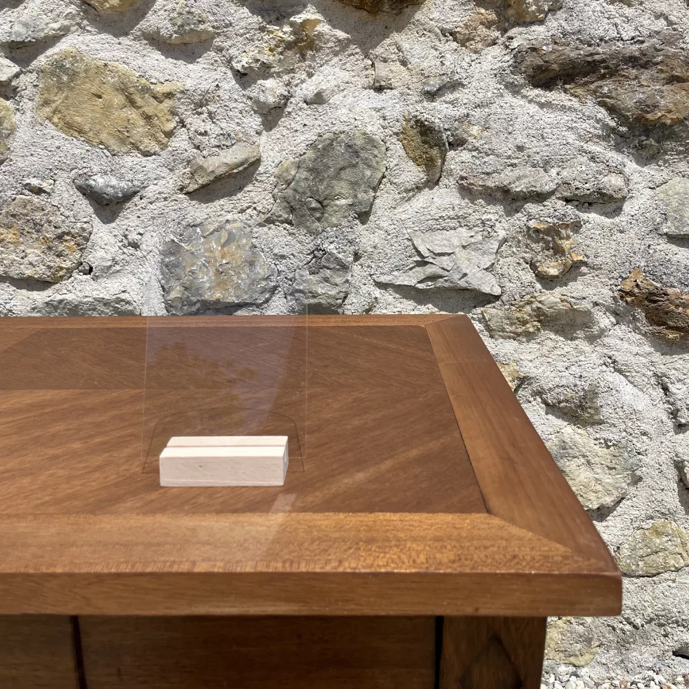 Pancarte plexi support bois rectangulaire