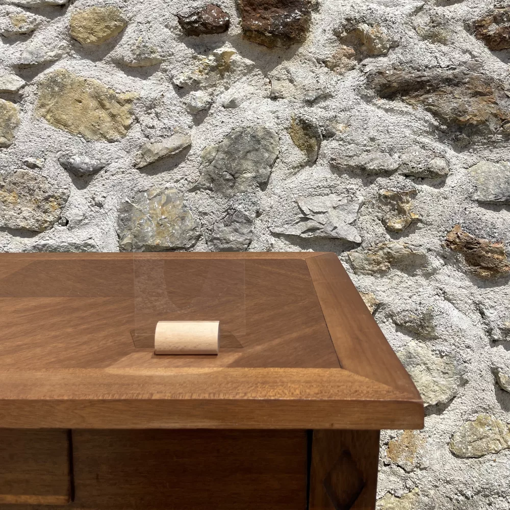 Pancarte plexi transparente et support bois arrondi