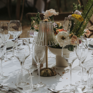 Lampe de table tendance or et verre