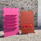 Backdrop à étagères rose