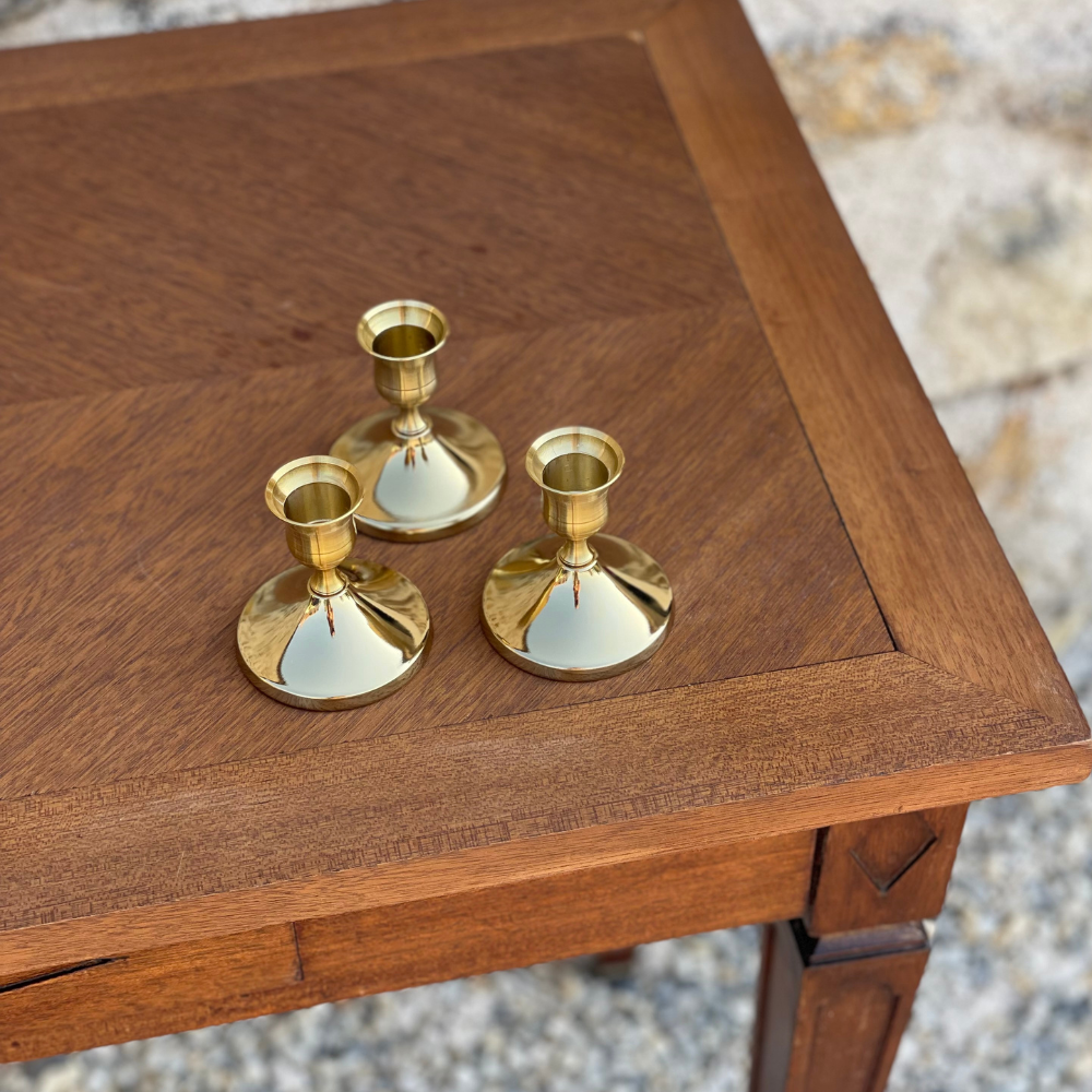 Bougeoirs métal or bas