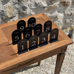 Numéros de table noir et blanc
