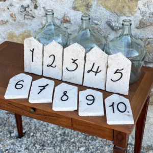 Set numéros de table travertin