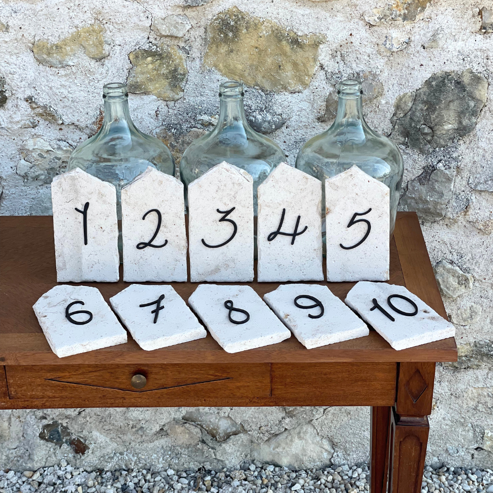 Set numéros de table travertin