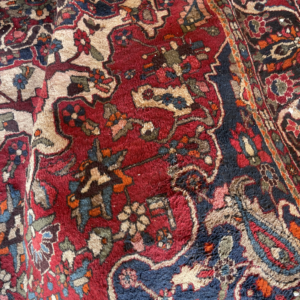 Tapis rectangulaire vintage bordeaux et bleu marine