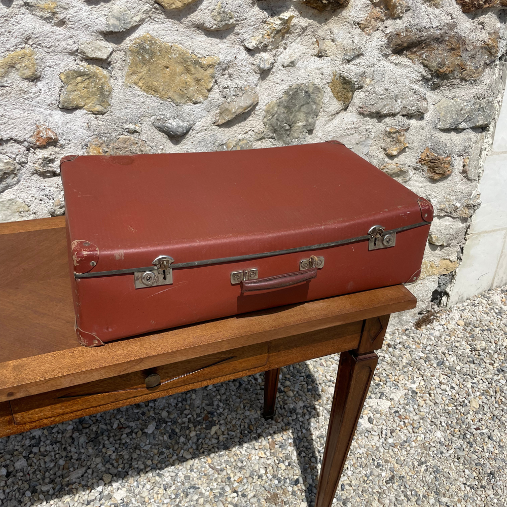 Valise vintage marron orangé