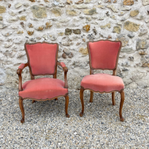 Duo de chaises vintage rose corail