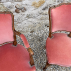 Duo de chaises vintage rose corail