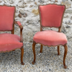 Duo de chaises vintage rose corail