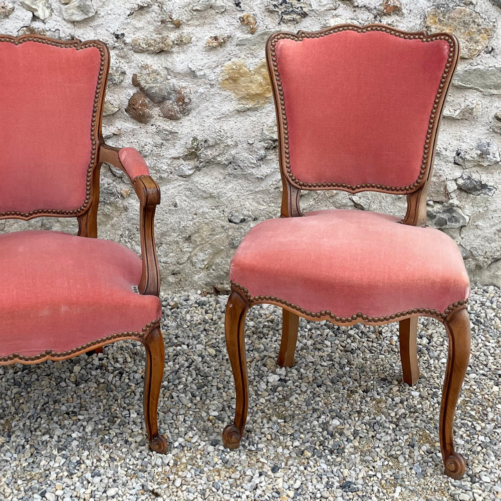 Duo de chaises vintage rose corail